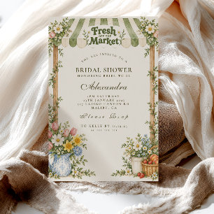 Fresh Off the Market Sage Floral Bridal Shower Invitation