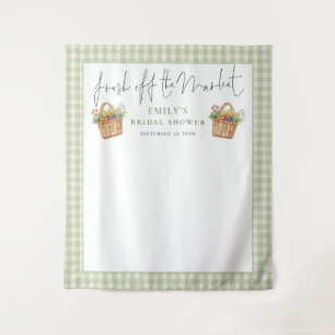 Fresh off the Market Sage Gingham Photo Backdrop  Tapestry