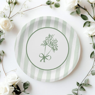 Fresh Off the Market Sage green whimsical Bouquet Paper Plate
