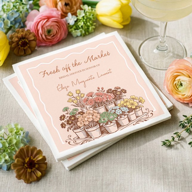 Fresh Off The Market Sketch Floral Bridal Shower Napkin (Fresh Off The Market Sketch Floral Bridal Shower Napkins)