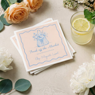 Fresh Off The Market Sketch Floral Bridal Shower Napkin