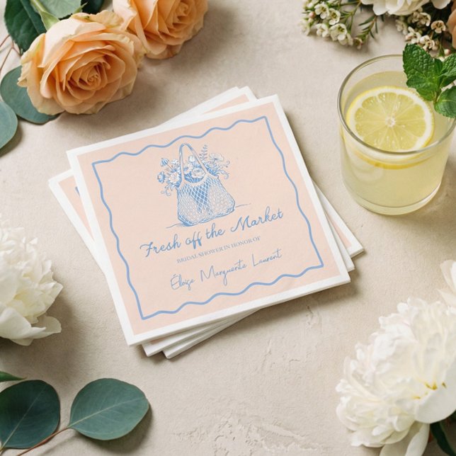 Fresh Off The Market Sketch Floral Bridal Shower Napkin (Fresh Off The Market Sketch Floral Bridal Shower Napkins)