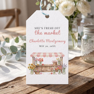 Fresh Off The Market Striped Awning Sunflowers Gift Tags