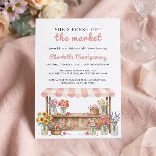 Fresh Off The Market Striped Awning Sunflowers Invitation