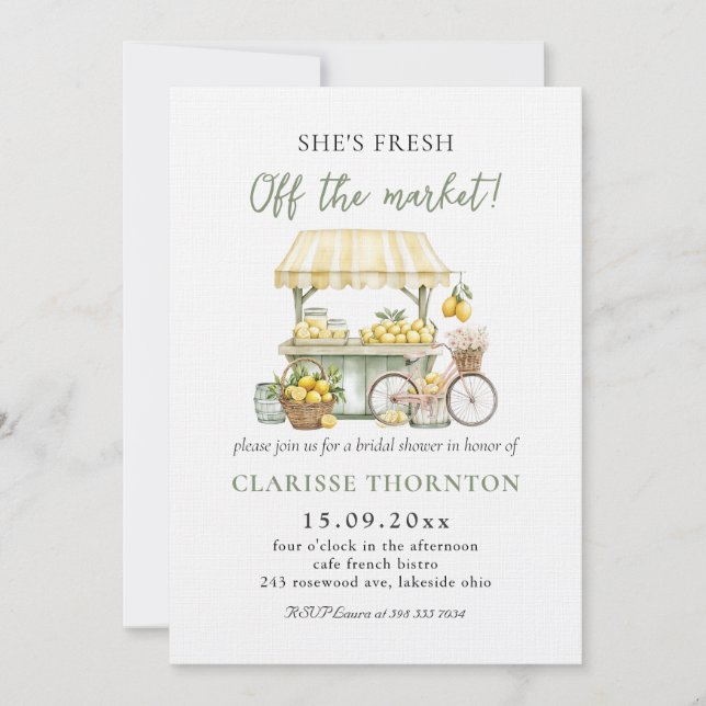 Fresh Off The Market Summer Citrus Bridal Shower Invitation (Front)