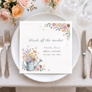 Fresh Off The Market Watering Can Bridal Shower Napkin