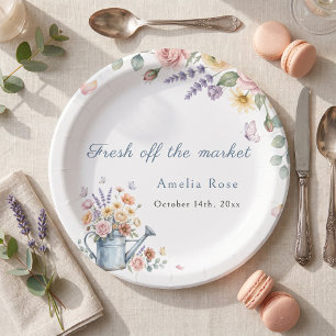Fresh Off The Market Watering Can Bridal Shower Paper Plate