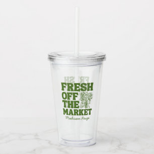 Fresh Off the Market Whimsical Green Bridal Shower Acrylic Tumbler