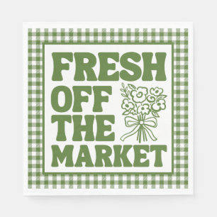 Fresh Off the Market Whimsical Green Bridal Shower Napkin
