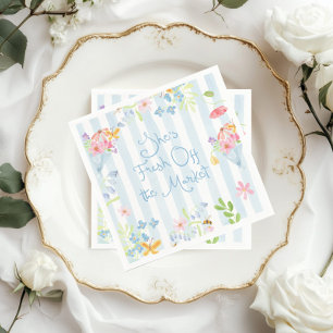Fresh Off the Market Wildflower Stripes Watercolor Napkin