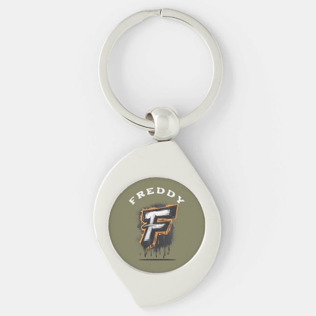  Fresh Off the Wall: Bold Graffiti Monogram "F" Key Ring (Front)