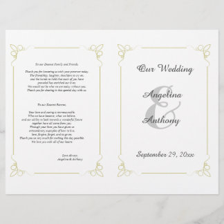 Fresh Olive Green Art Deco Formal Wedding Program