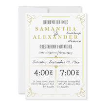 Fresh Olive Green Art Deco Wedding Invitation