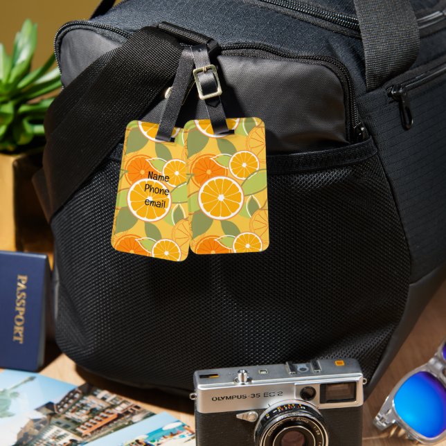 Fresh Orange Citrus Graphic Pattern Luggage Tag (Front & Back)