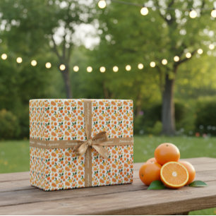 Fresh Orange Citrus Pattern Gift Wrap Paper