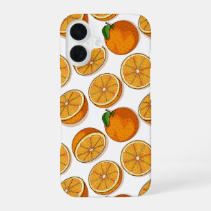 Fresh Orange Fruit Citrus Seamless Pattern iPhone 16 Case