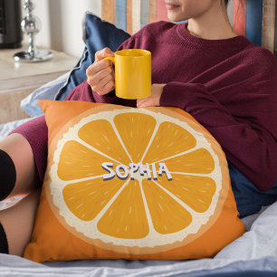 Fresh Orange Fruit Juicy Lemon Juice Illustration Cushion