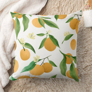 Fresh Orange Grove & Blossom Pattern Cushion