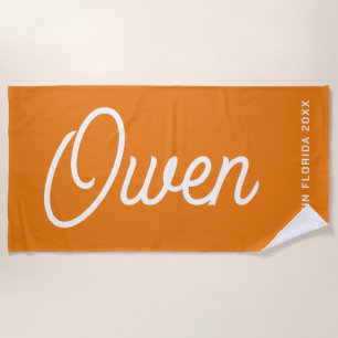 Fresh Orange Pattern Vacation Picnic Monogram Beach Towel