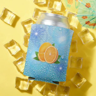 Fresh Orange with Water Drops Can Cooler