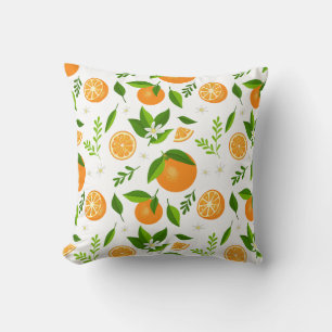 Fresh oranges with flowers and leaves cushion