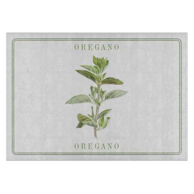 FRESH OREGANO 11x8 Glass Cutting Board (Front)
