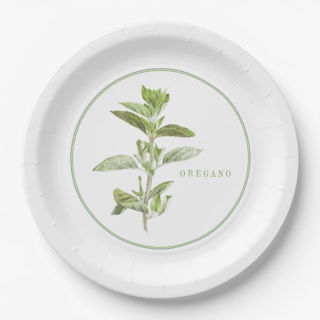 FRESH OREGANO 9" Round Paper Plates (Front)