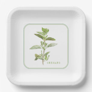 FRESH OREGANO 9" Square Paper Plates