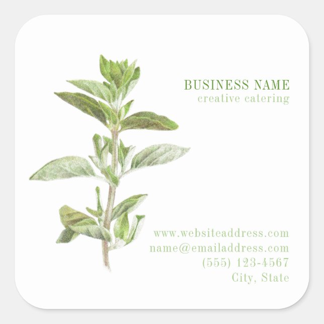 FRESH OREGANO Biz ID Large Square Stickers (Front)