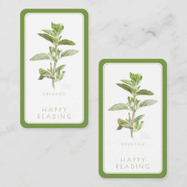 FRESH OREGANO Bookmark - 3.5x2 Card + Text / Green (Front/Back)