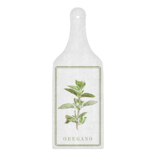 FRESH OREGANO Glass Cutting Board Paddle (Front)