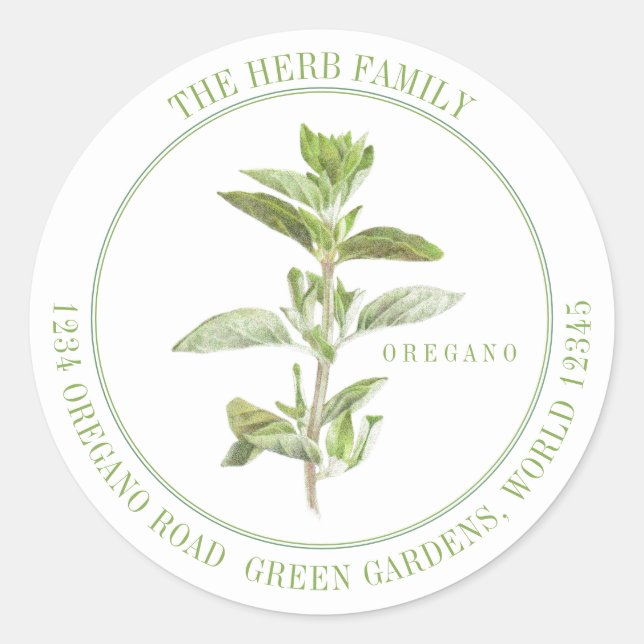 FRESH OREGANO Large Round Address Envelope Seals (Front)