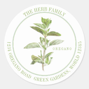 FRESH OREGANO Large Round Address Envelope Seals
