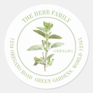 FRESH OREGANO Small Round Address Envelope Seals