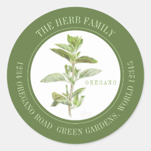 FRESH OREGANO Small Round Envelope Seals - Green