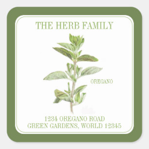 FRESH OREGANO Small Square Envelope Seals - Green