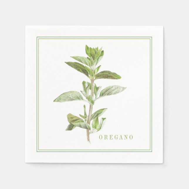 FRESH OREGANO Standard Cocktail Paper Napkins (Front)