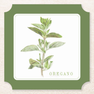 FRESH OREGANO Ticket Paper Coaster (+text) Green