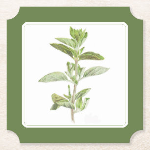 FRESH OREGANO Ticket Paper Coaster (-text) Green