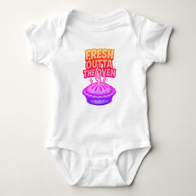 'Fresh Outta the Oven' Baby Outfit Baby Bodysuit (Front)
