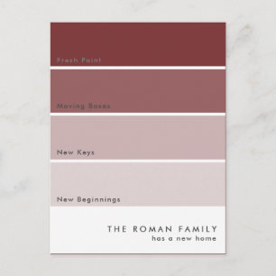 Fresh Paint Chip Moving Announcement Maroon Postcard