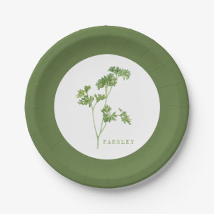 FRESH PARSLEY 7" Round Paper Plates - Green