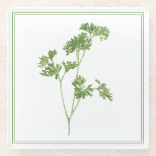 FRESH PARSLEY Glass Beverage Coaster (-text)