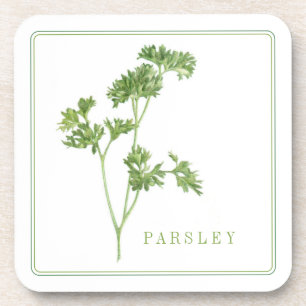 FRESH PARSLEY Hard Plastic Coasters (+text)