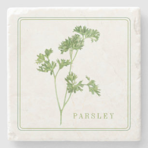 FRESH PARSLEY Marble Stone Coaster (+text)