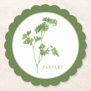 FRESH PARSLEY Scallop Round Coasters (+text) Green
