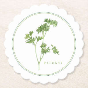 FRESH PARSLEY Scalloped Round Coasters (+text)