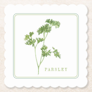 FRESH PARSLEY Scalloped Square Coasters (+text)