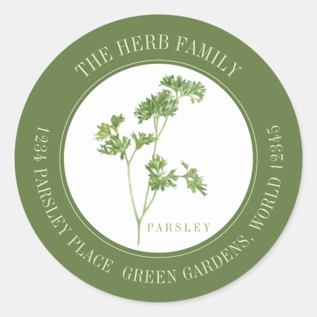 FRESH PARSLEY Small Round Envelope Seals - Green (Front)
