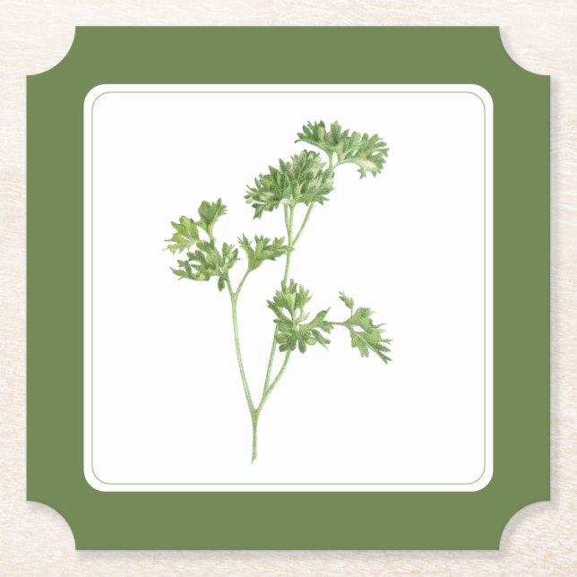 FRESH PARSLEY Ticket Paper Coasters (-text) Green (Front)